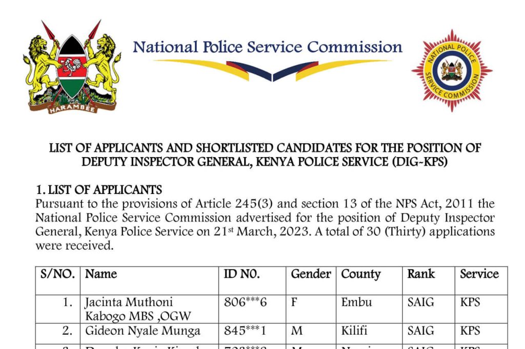 News Updates National Police Service Commission